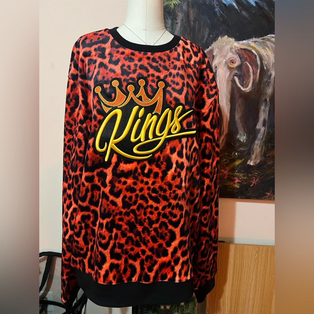 Red Leopard Print Kings Sweatshirt